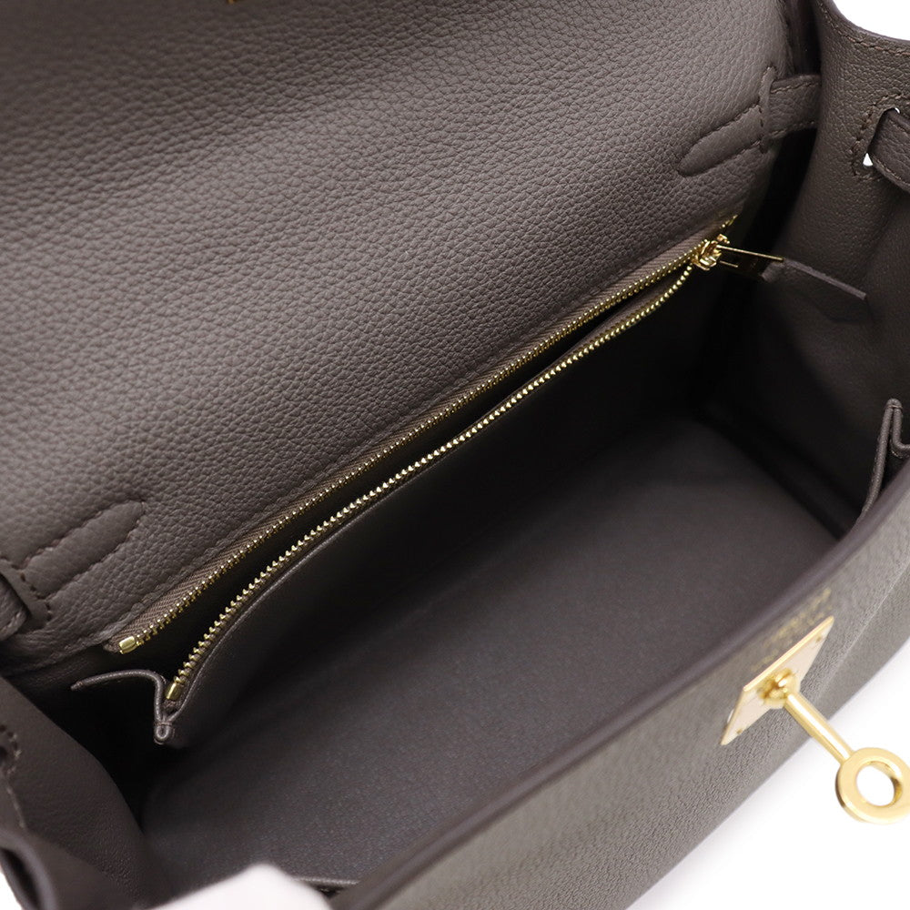 HERMES Kelly Retourne sewing Etain Togo Leather Size 25