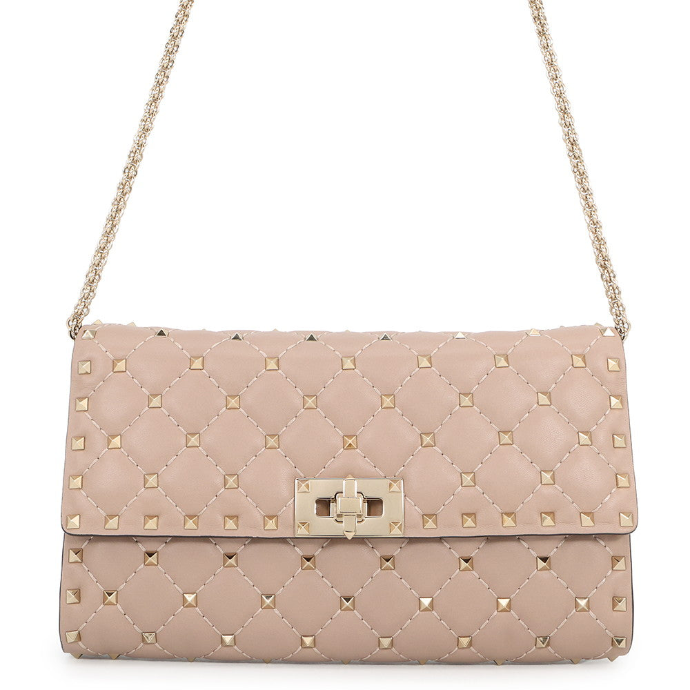 Valentino Garavani Rock Studded Spike Chain 2WAY Shoulder Bag Beige7W2B0137NAP Leather