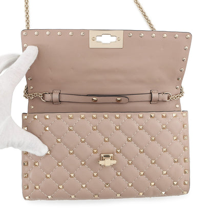 Valentino Garavani Rock Studded Spike Chain 2WAY Shoulder Bag Beige7W2B0137NAP Leather