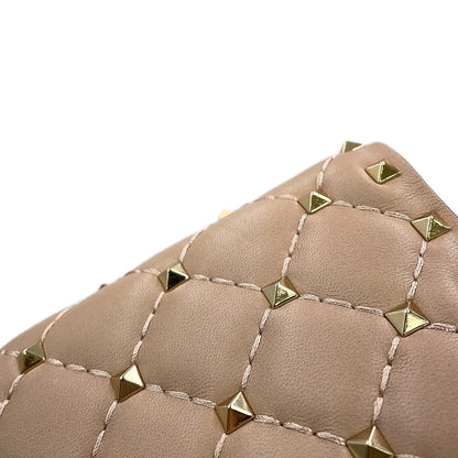 Valentino Garavani Rock Studded Spike Chain 2WAY Shoulder Bag Beige7W2B0137NAP Leather