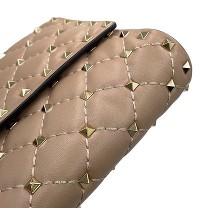 Valentino Garavani Rock Studded Spike Chain 2WAY Shoulder Bag Beige7W2B0137NAP Leather