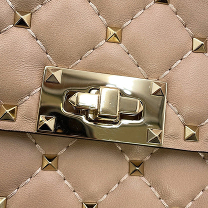 Valentino Garavani Rock Studded Spike Chain 2WAY Shoulder Bag Beige7W2B0137NAP Leather