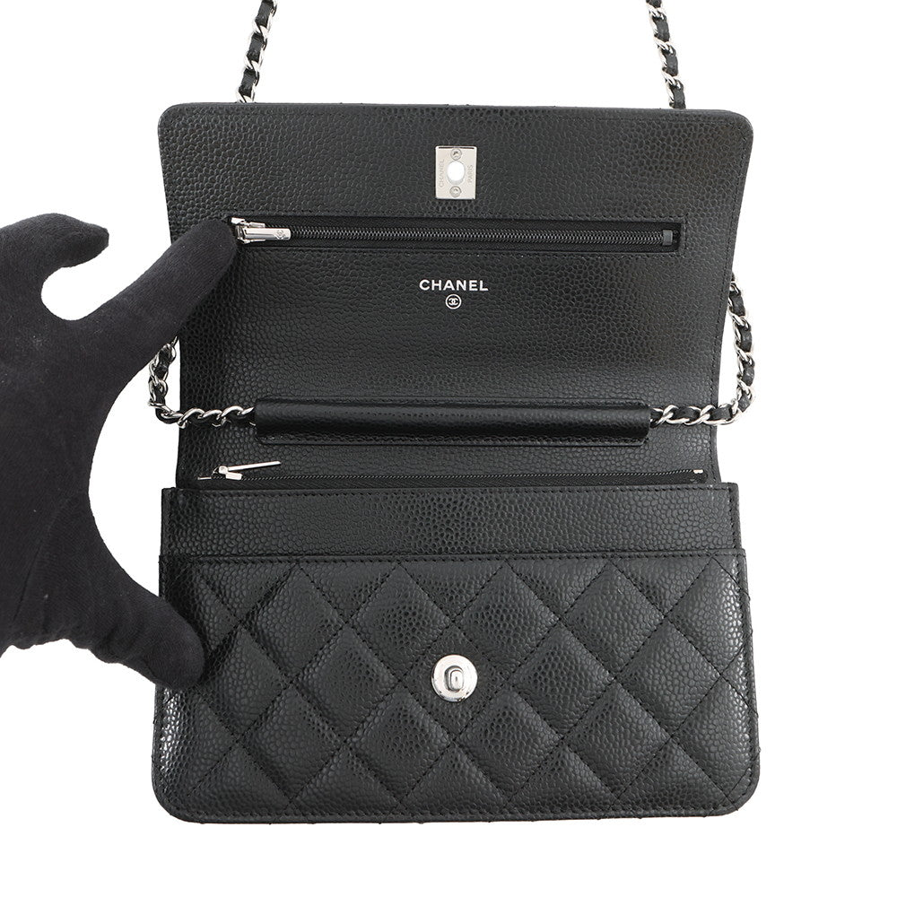 CHANEL Matelasse Classic Chain Wallet BlackAP4241 Caviar Leather