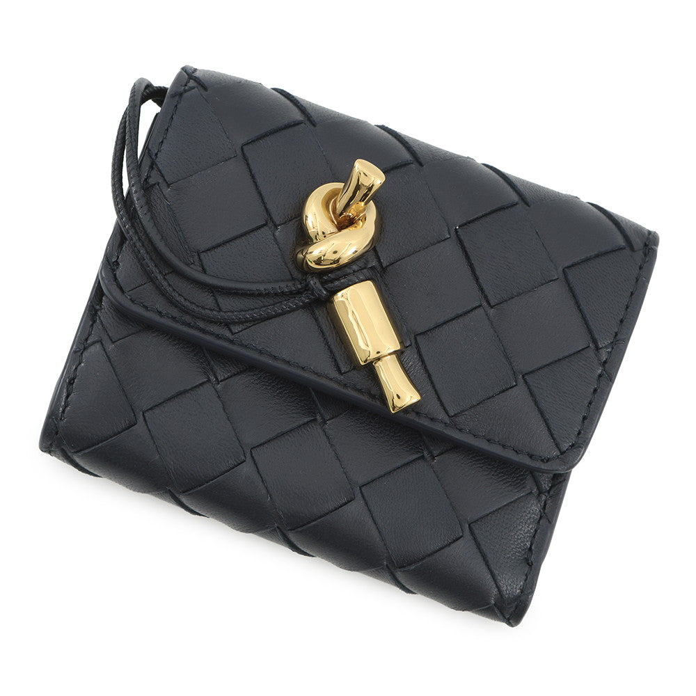 Bottega Veneta Andiamo Tri-fold Wallet Midnight824968VCPP24338 Lambskin
