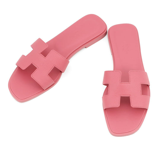 HERMES Oran Sandals Rose de Venice Epsom Size 37H