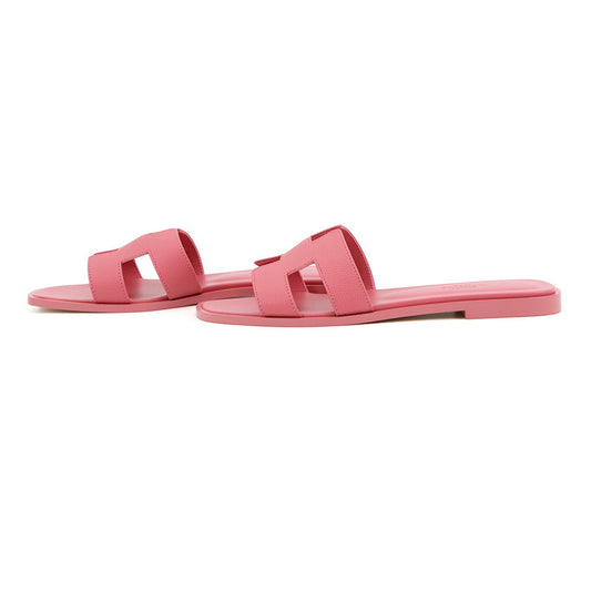 HERMES Oran Sandals Rose de Venice Epsom Size 37H