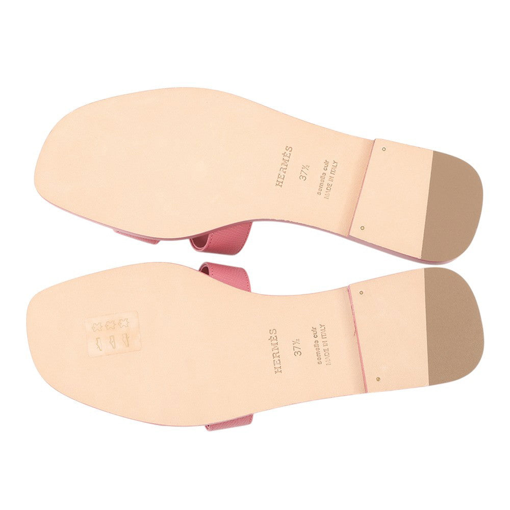 HERMES Oran Sandals Rose de Venice Epsom Size 37H