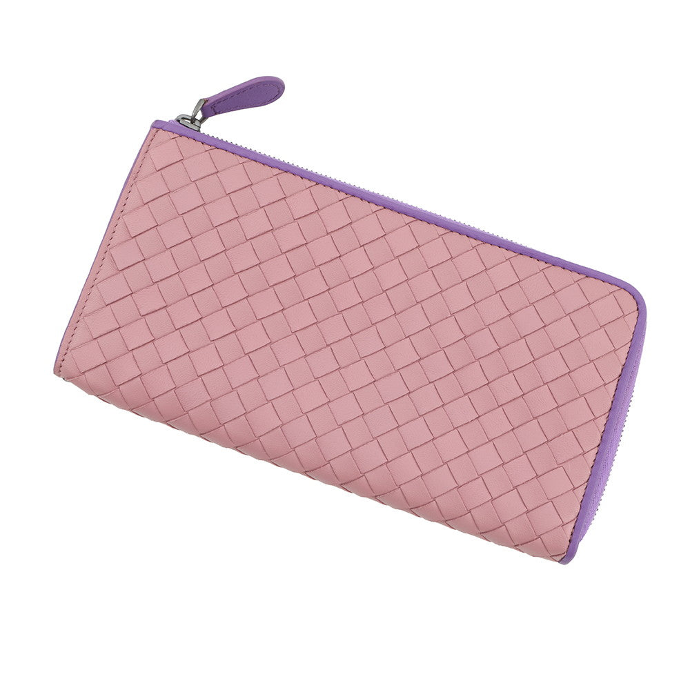 Bottega Veneta L-shaped Zip Around Pink/Purple338137 Leather