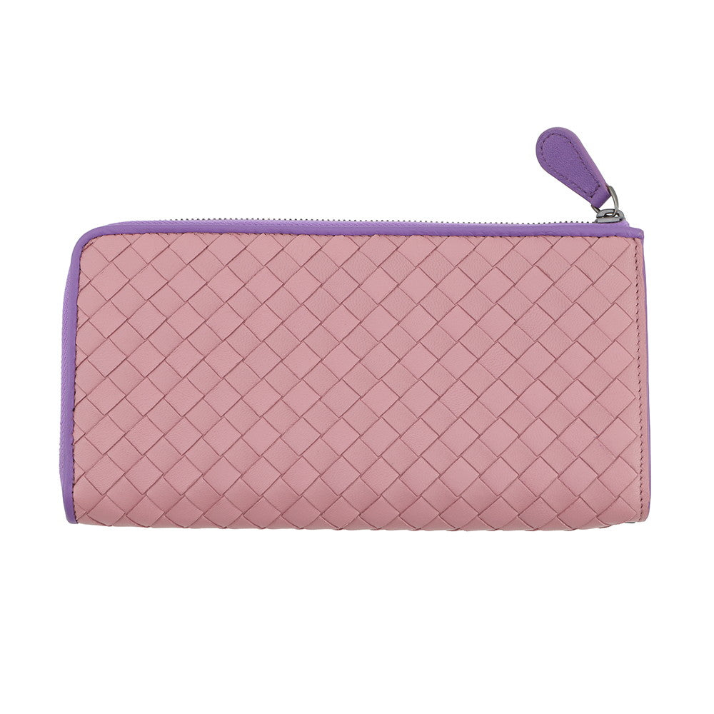 Bottega Veneta L-shaped Zip Around Pink/Purple338137 Leather