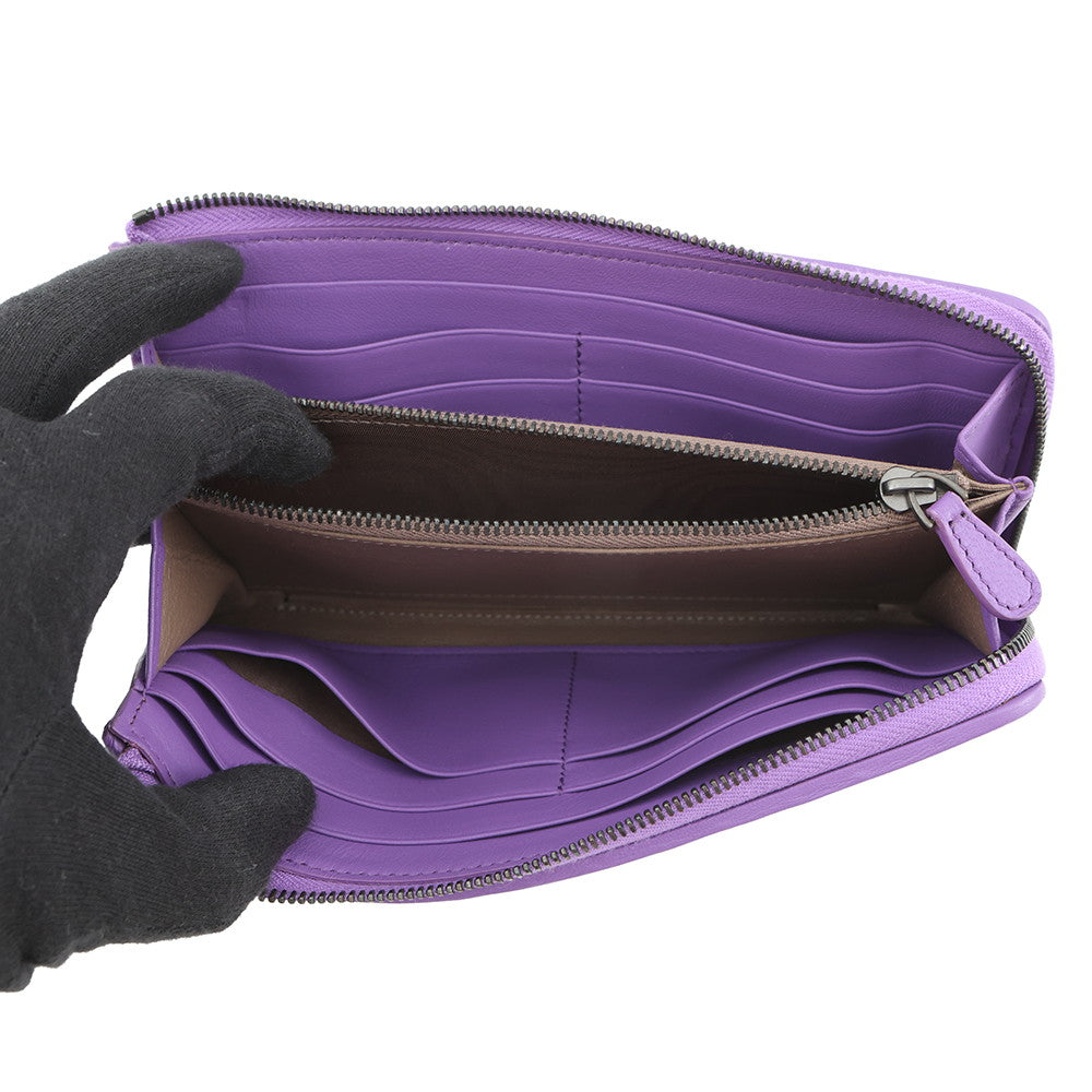 Bottega Veneta L-shaped Zip Around Pink/Purple338137 Leather