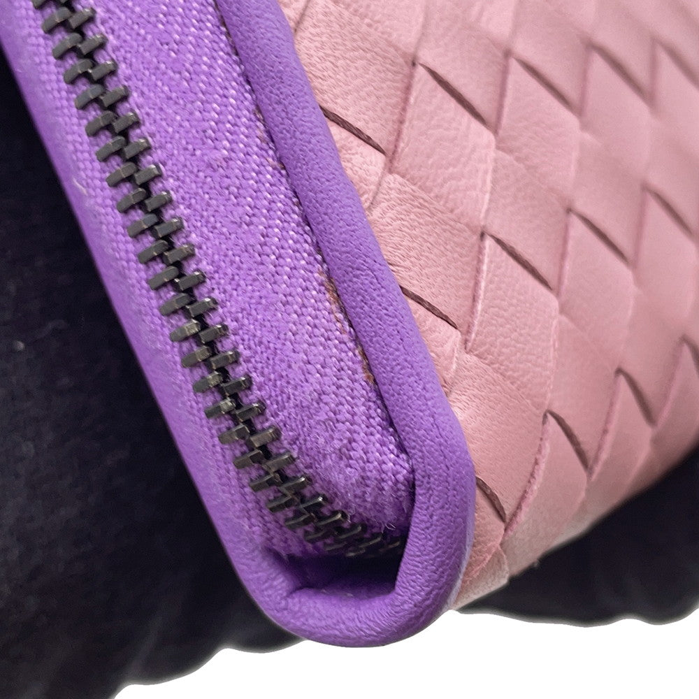 Bottega Veneta L-shaped Zip Around Pink/Purple338137 Leather