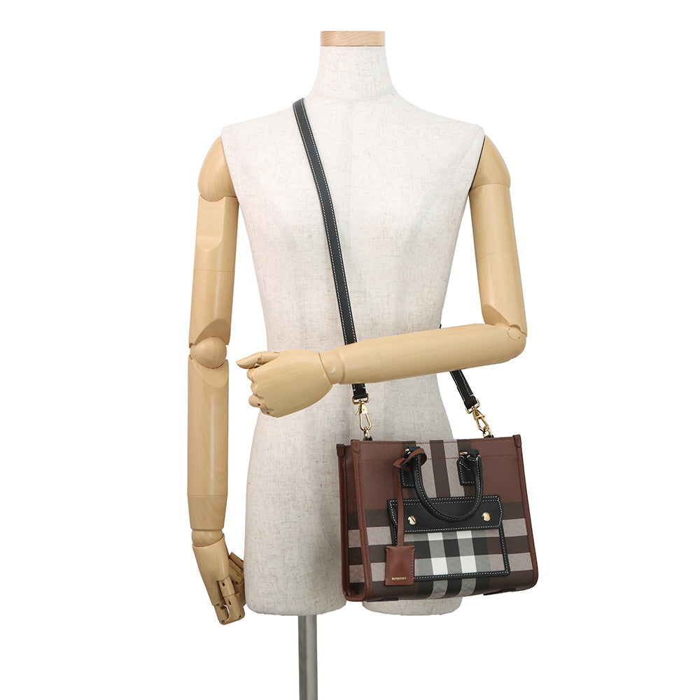 BURBERRY Freya Tote Dark birch Brown8069661 PVC Leather Size Mini