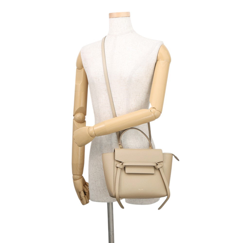 CELINE Belt bag Light Taupe189003ZVA.10DC Grained CalfLeather Size Nano