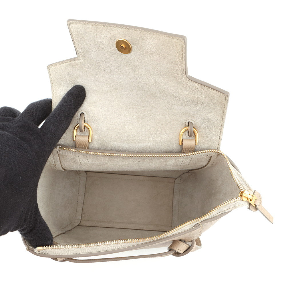 CELINE Belt bag Light Taupe189003ZVA.10DC Grained CalfLeather Size Nano