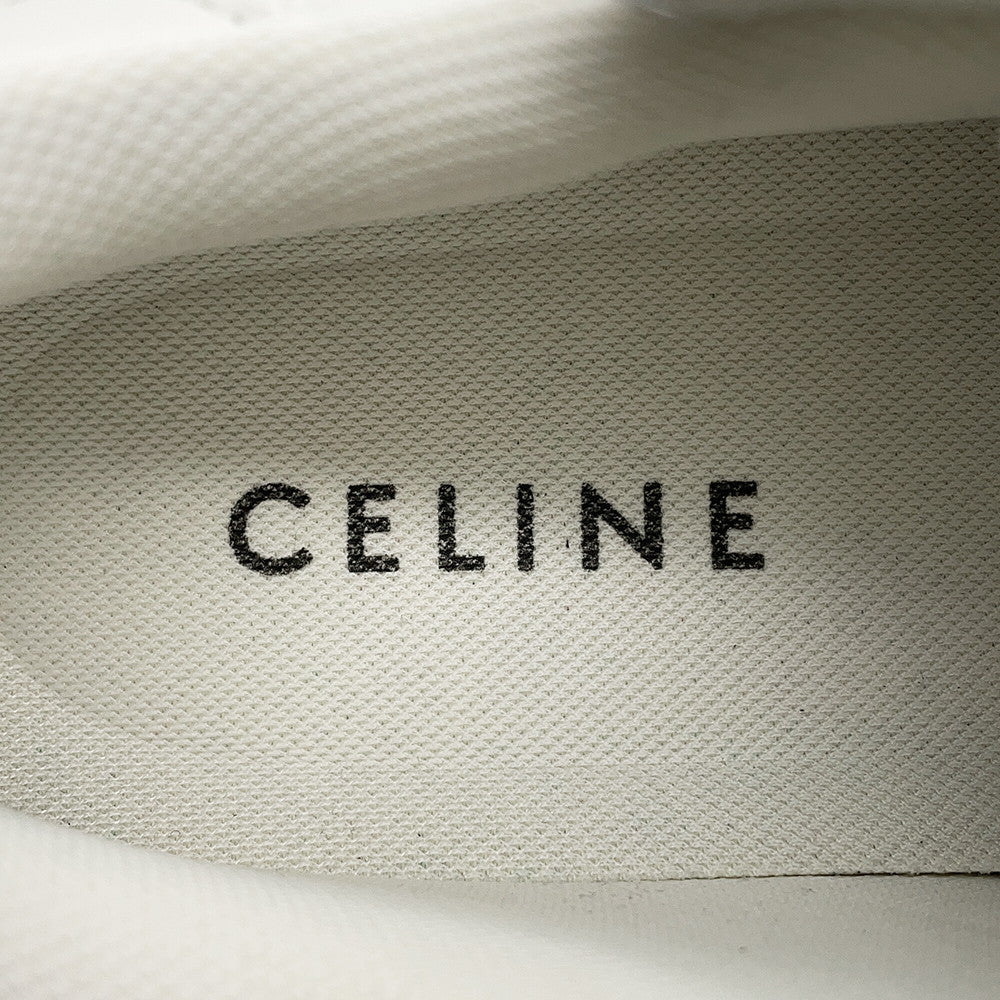 CELINE Triomphe Patch Block Wedge Sneakers Optic White366475189C.01OP Calf Leather Lining Textile Rubber Size 35
