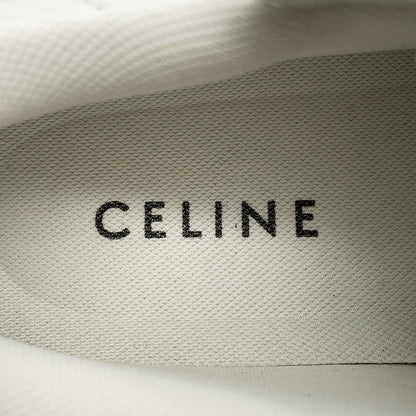 CELINE Triomphe Patch Block Wedge Sneakers Optic White366475189C.01OP Calf Leather Lining Textile Rubber Size 35