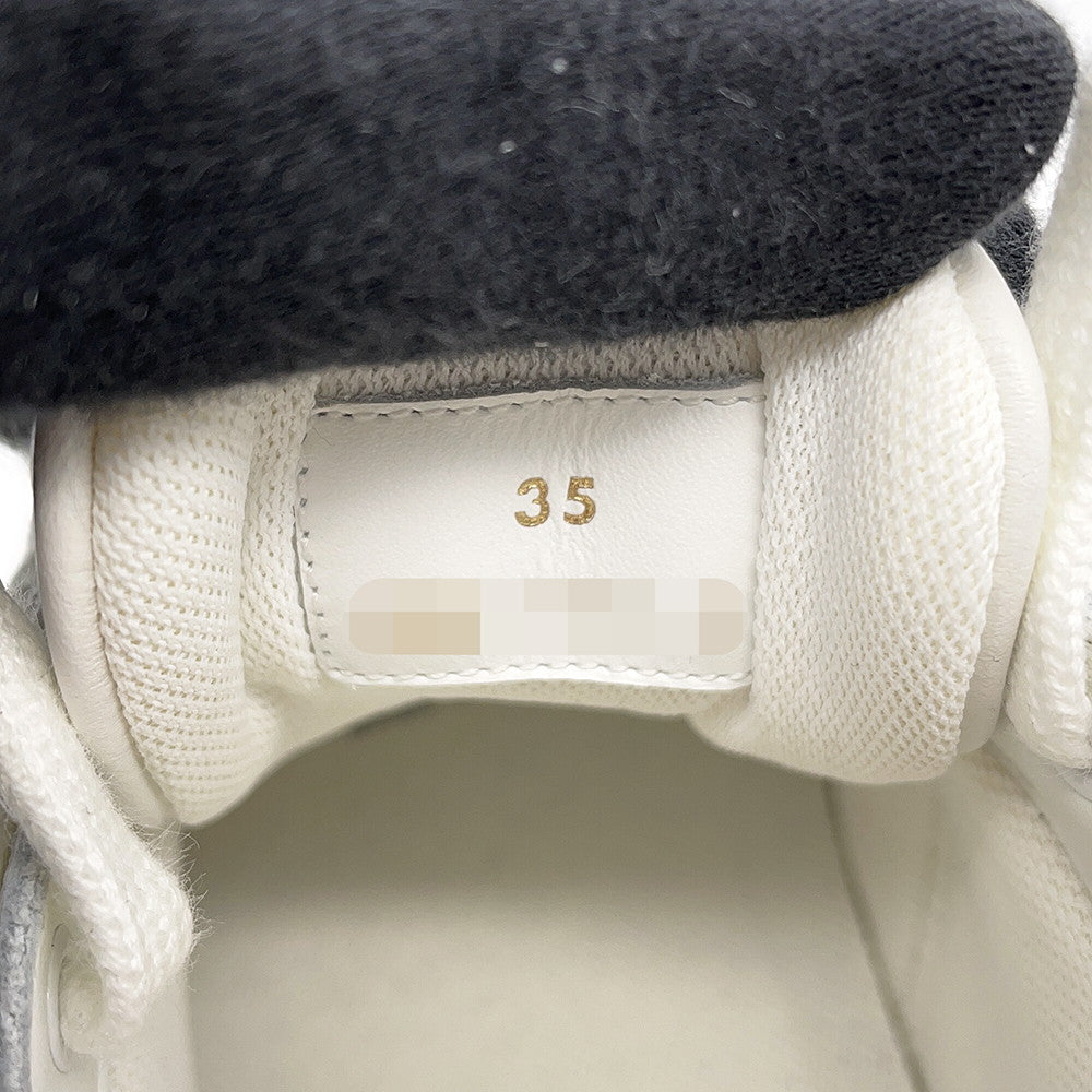 CELINE Triomphe Patch Block Wedge Sneakers Optic White366475189C.01OP Calf Leather Lining Textile Rubber Size 35