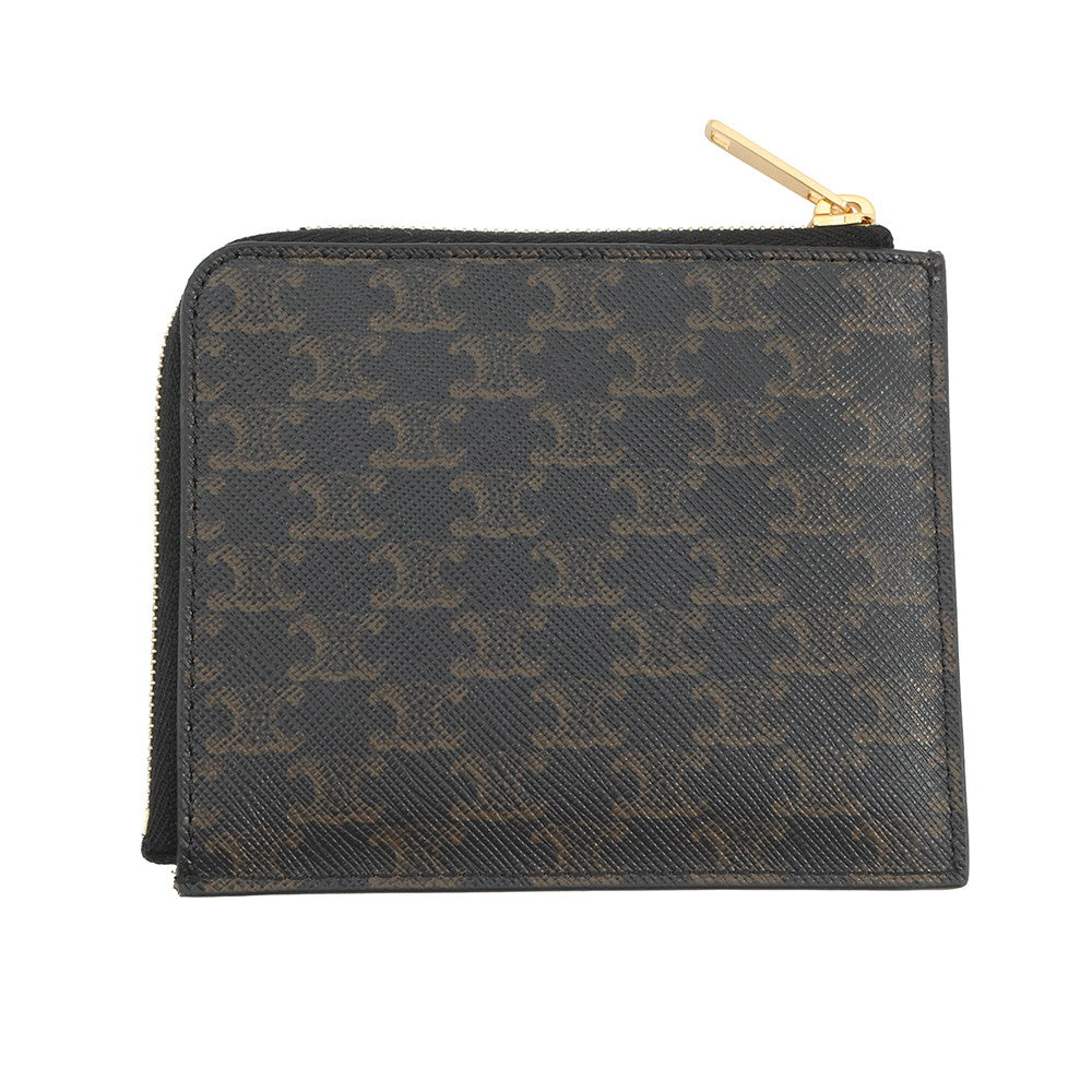 CELINE Zippered purse with card holder Brown10D882CCP PVC/Leather