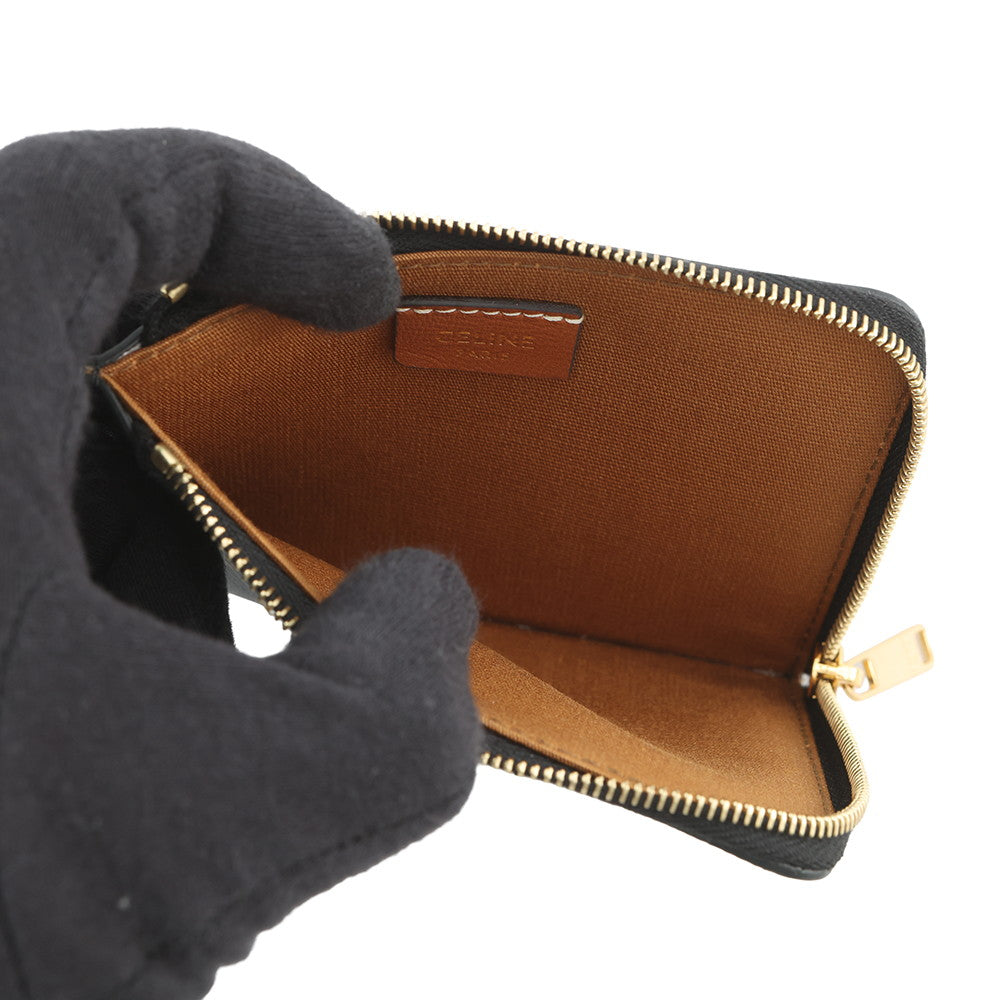 CELINE Zippered purse with card holder Brown10D882CCP PVC/Leather
