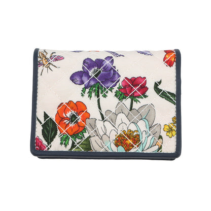 GUCCI Flora Zumi Compact Wallet White/Multicolor536353 Canvas/Leather