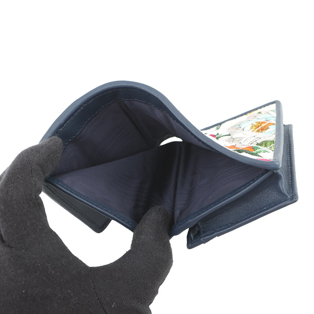 GUCCI Flora Zumi Compact Wallet White/Multicolor536353 Canvas/Leather