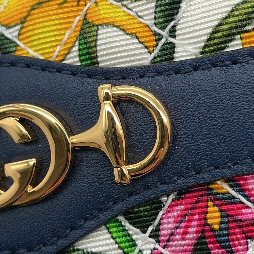 GUCCI Flora Zumi Compact Wallet White/Multicolor536353 Canvas/Leather
