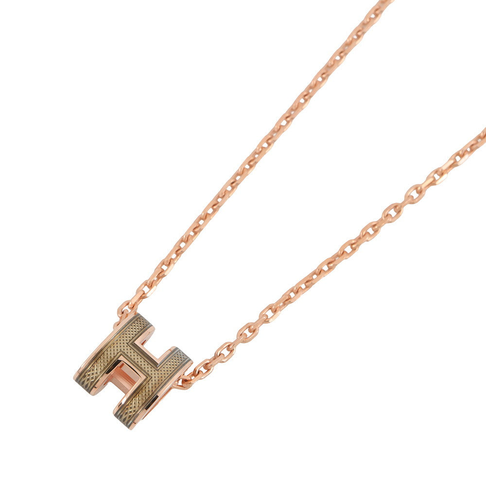 HERMES Pop Ash Necklace Splash H Bronze Dre Metal