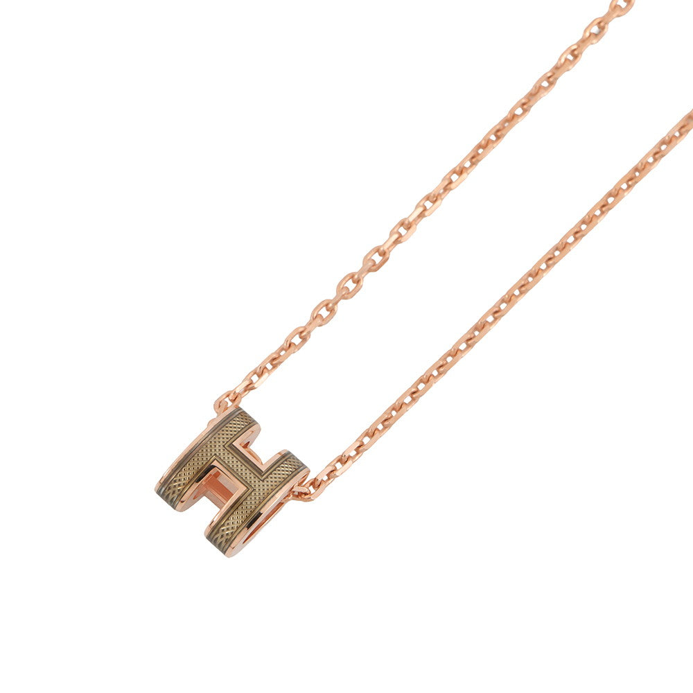 HERMES Pop Ash Necklace Splash H Bronze Dre Metal