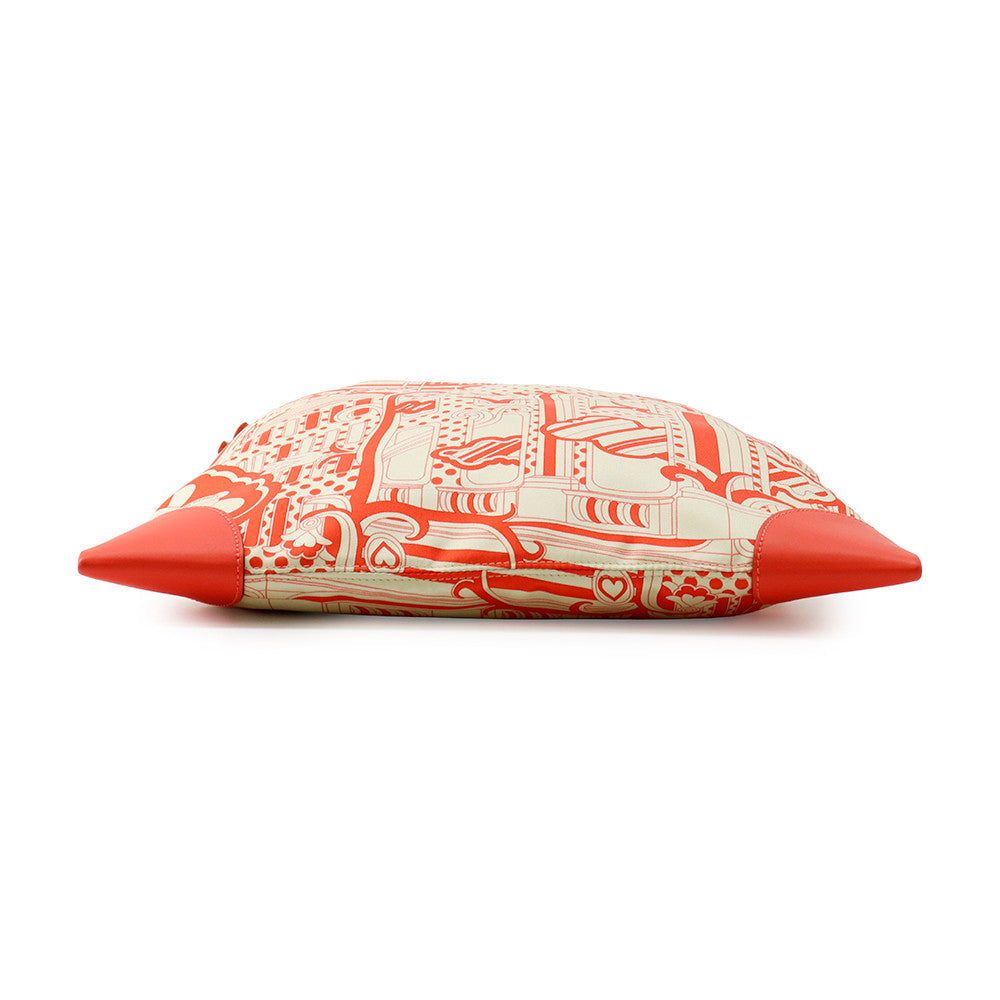HERMES Silky City Fauve Le Righe Rainbow Orange Field Silk Swift Leather Size PM