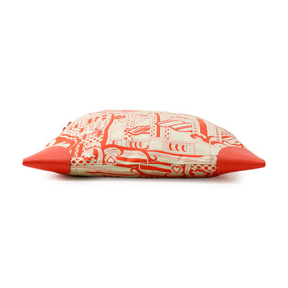HERMES Silky City Fauve Le Righe Rainbow Orange Field Silk Swift Leather Size PM