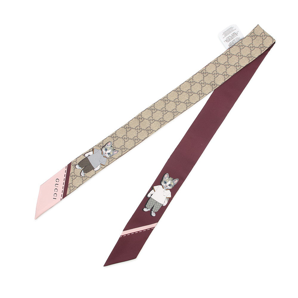 GUCCI Higuchi Yuko Scarf Bordeaux/Beige848291 Silk100%