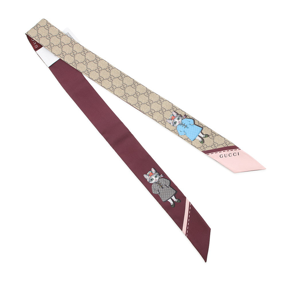 GUCCI Higuchi Yuko Scarf Bordeaux/Beige848291 Silk100%