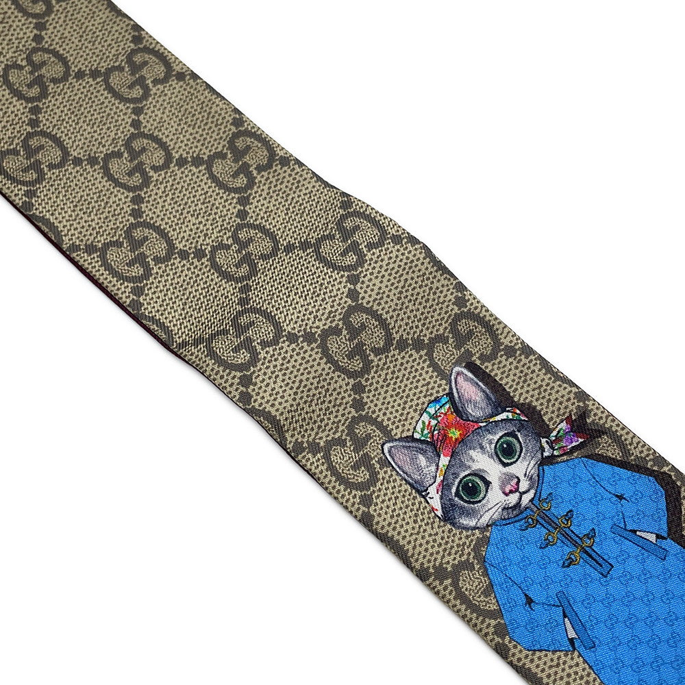 GUCCI Higuchi Yuko Scarf Bordeaux/Beige848291 Silk100%