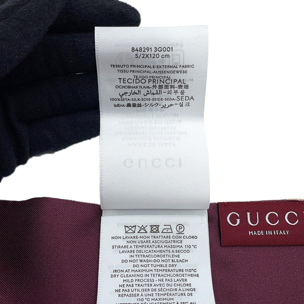 GUCCI Higuchi Yuko Scarf Bordeaux/Beige848291 Silk100%