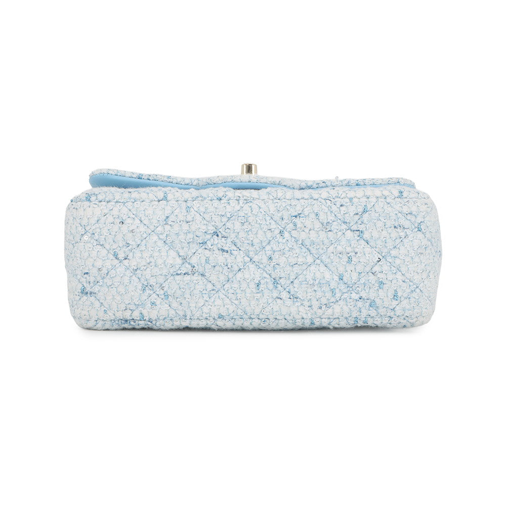CHANEL Mini Matelasse Flap Chain Shoulder Bag Blue/White/SilverA69900 B23529 U6845 Tweed Size 20