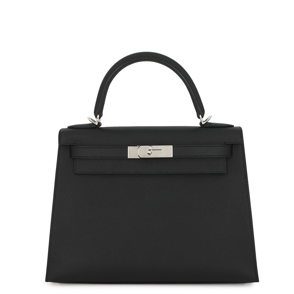 HERMES Kelly Sellier Black Epsom Size 28