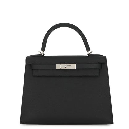 HERMES Kelly Sellier Black Epsom Size 28