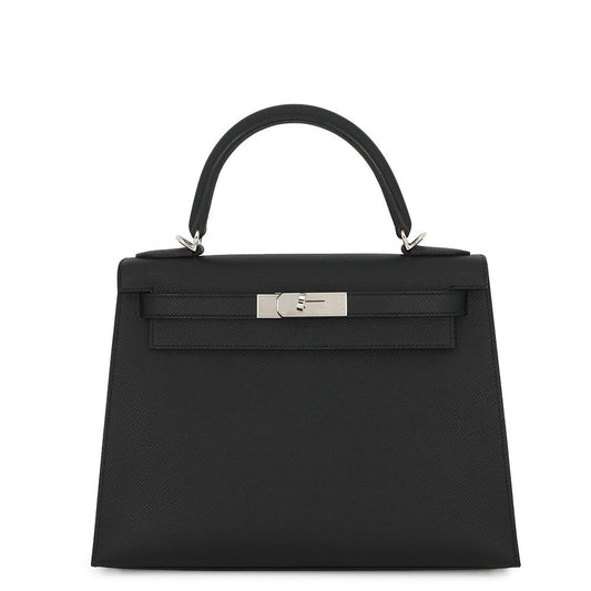 HERMES Kelly Sellier Black Epsom Size 28