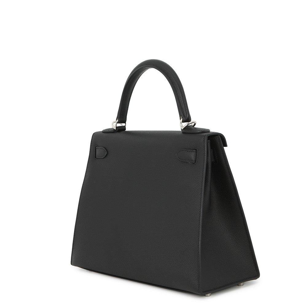 HERMES Kelly Sellier Black Epsom Size 28