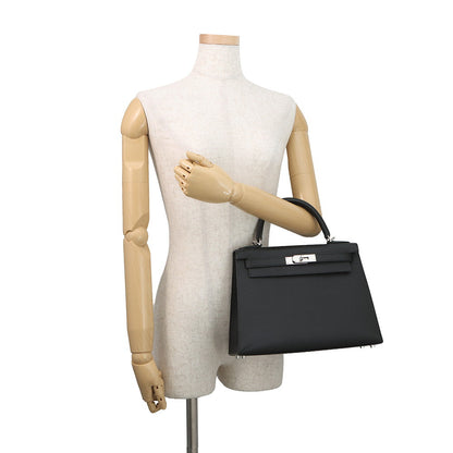 HERMES Kelly Sellier Black Epsom Size 28