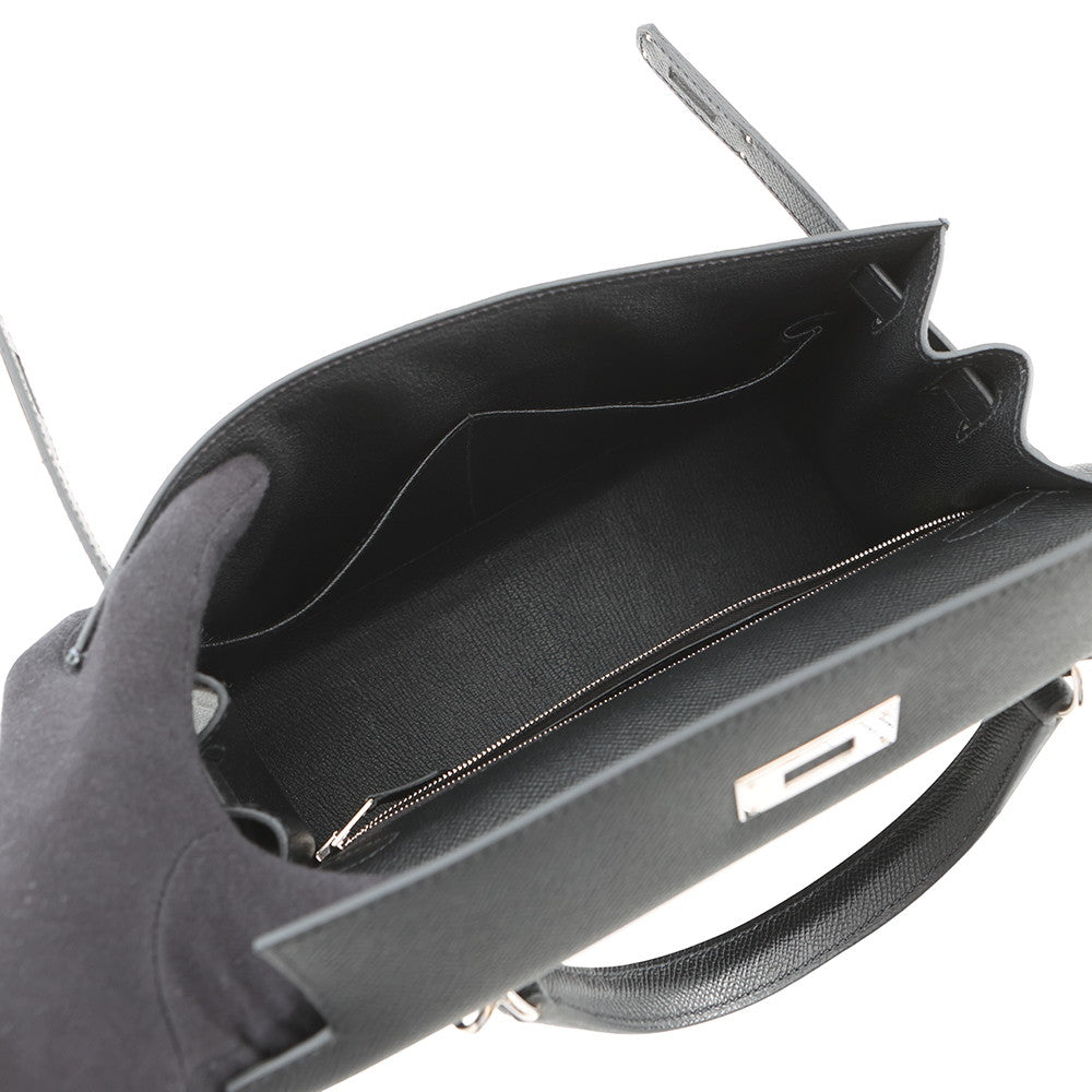HERMES Kelly Sellier Black Epsom Size 28