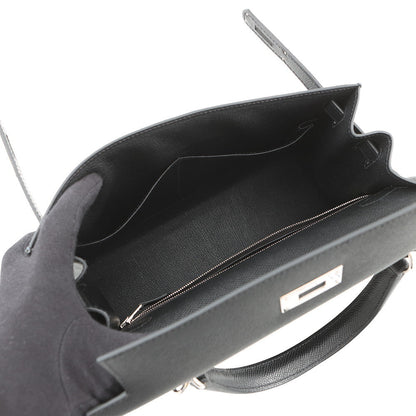 HERMES Kelly Sellier Black Epsom Size 28