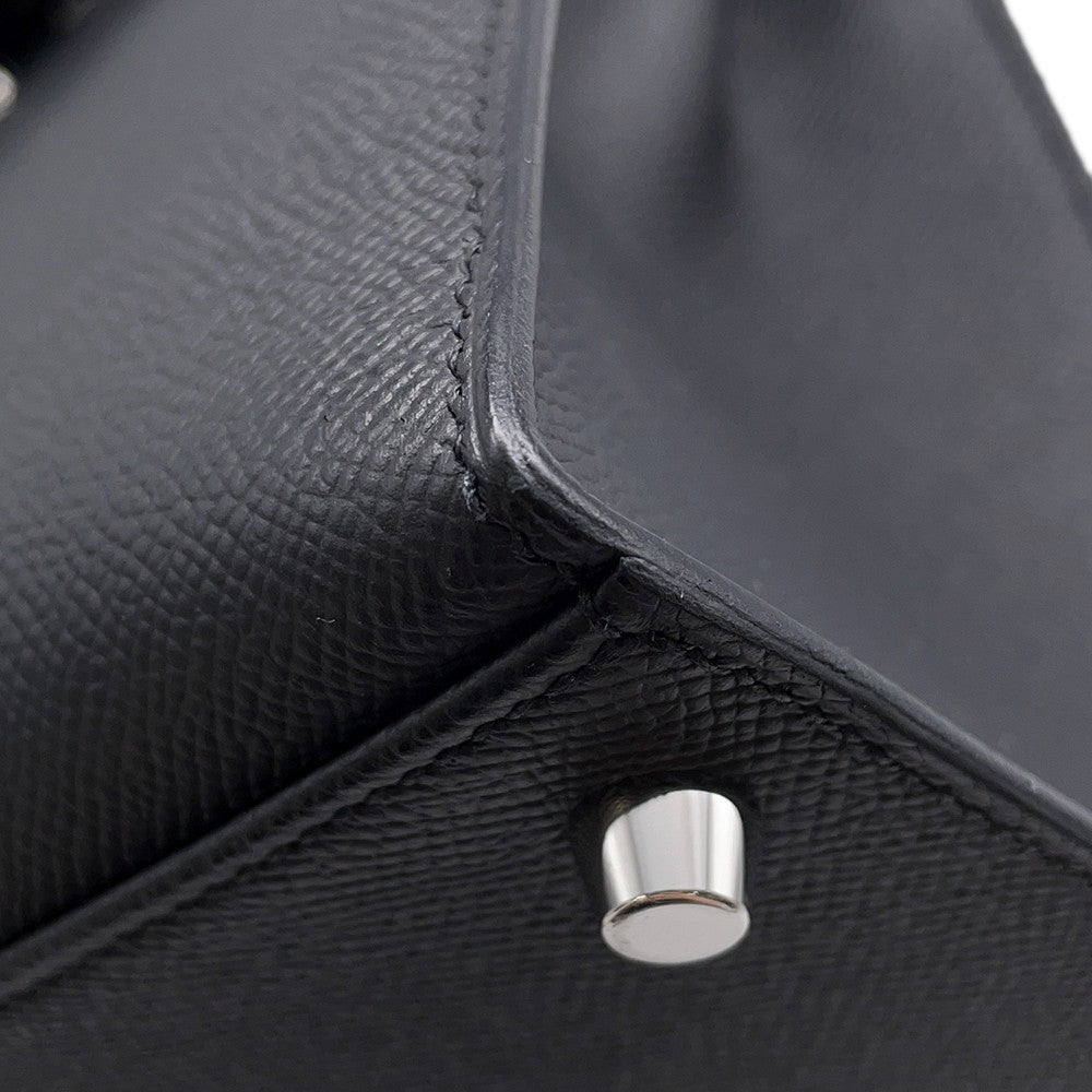 HERMES Kelly Sellier Black Epsom Size 28