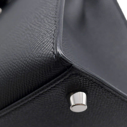 HERMES Kelly Sellier Black Epsom Size 28