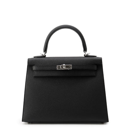 HERMES Kelly Sellier Black Epsom Size 25