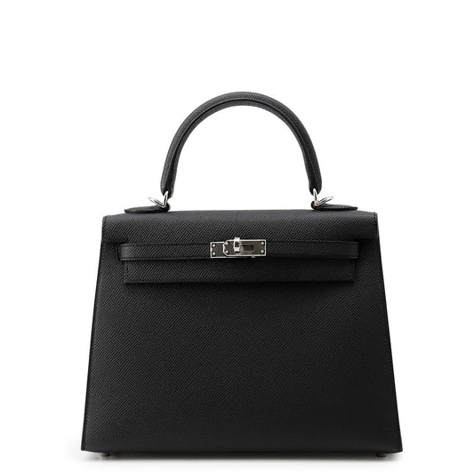 HERMES Kelly Sellier Black Epsom Size 25