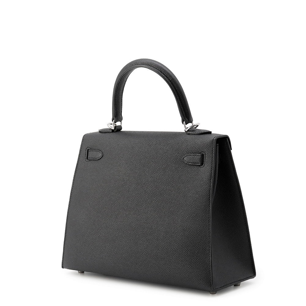 HERMES Kelly Sellier Black Epsom Size 25
