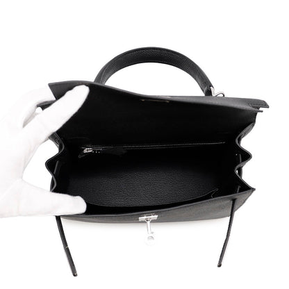 HERMES Kelly Sellier Black Epsom Size 25