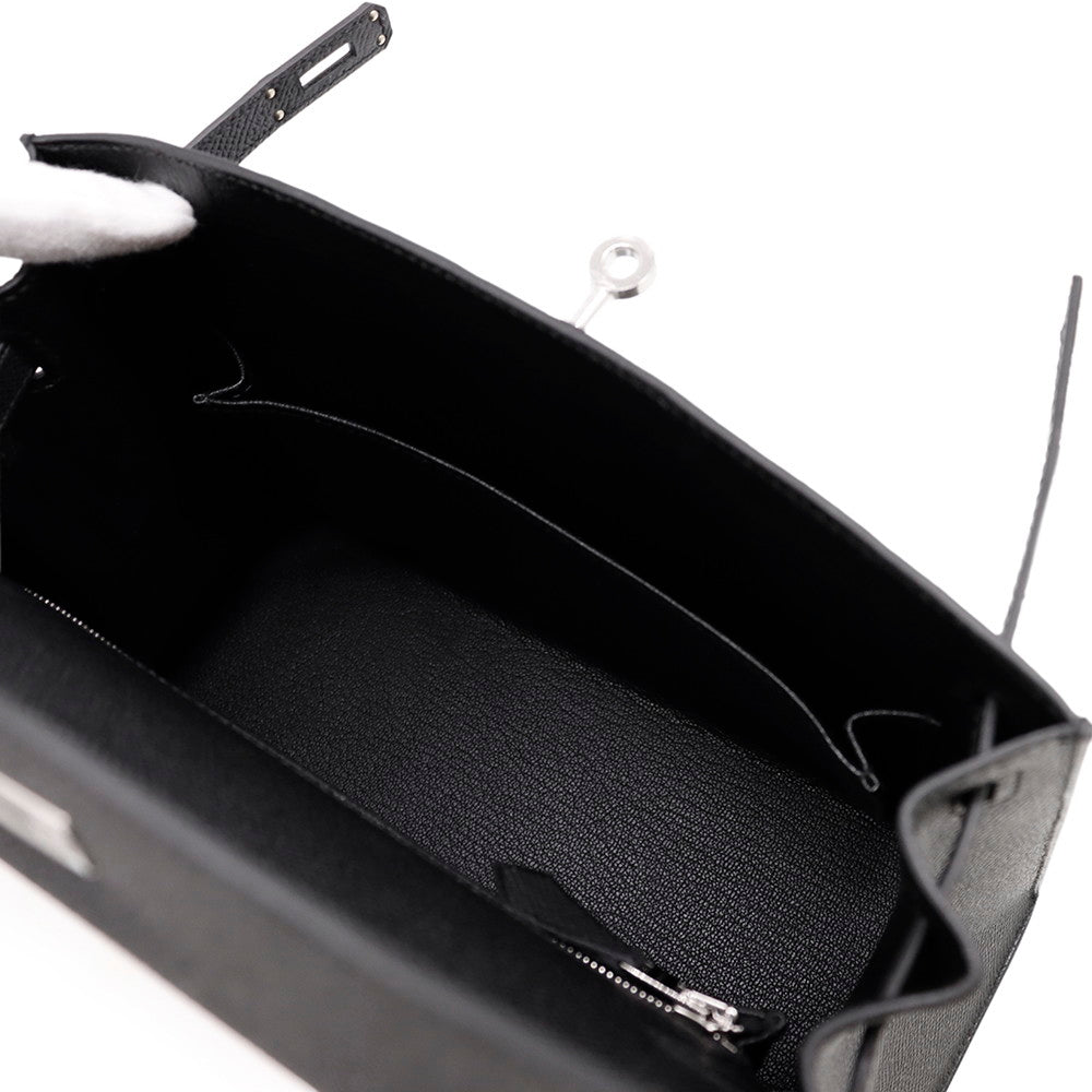 HERMES Kelly Sellier Black Epsom Size 25