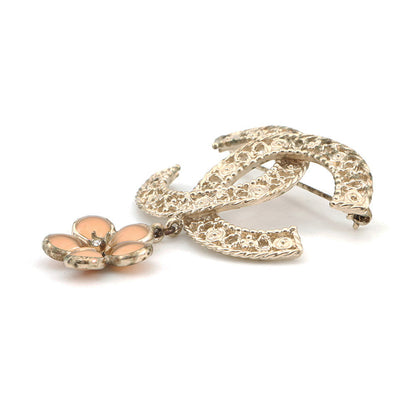 CHANEL CC Logo Clover Brooch Metal